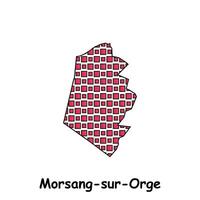 Map City of Morsang sur Orge, geometric logo with digital technology, illustration design template vector