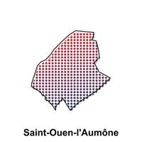 Map of Saint Ouen l Aumone City with gradient color, dot technology style illustration design template, suitable for your company vector