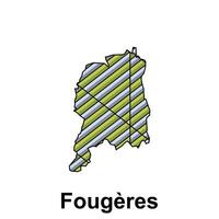 Fougeres City Map of France Country, abstract geometric map with color creative design template vector