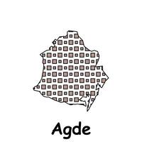 Map City of Agde, geometric logo with digital technology, illustration design template vector