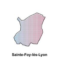 Map of Sainte Foy les Lyon City with gradient color, dot technology style illustration design template, suitable for your company vector