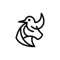 Combination of Bull and Bird line modern icon design template vector