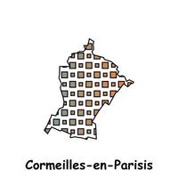 Map City of Cormeilles en Parisis , geometric logo with digital technology, illustration design template vector