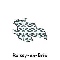 Map City of Roissy en Brie, geometric logo with digital technology, illustration design template vector