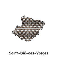 Map City of Saint Die des Vosges, geometric logo with digital technology, illustration design template vector