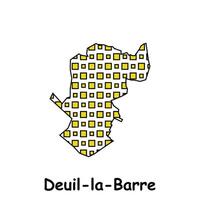 Map City of Deuil la Barre, geometric logo with digital technology, illustration design template vector
