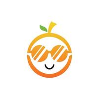 Orange Fruit wearing Glasses mascot logo design, cool fruit logo for your company vector