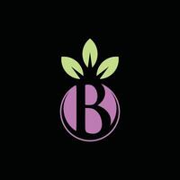 Berry fruit with Letter B simple icon design template, logo on black background vector