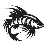 fish silhouette illustration, black color fish silhouette isolated white background vector