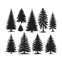 Pine tree silhouette, tree silhouette black color silhouette vector