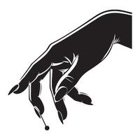 Closeup female hand making picking gesture, black color silhouette vector