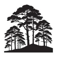 Pine tree silhouette, tree silhouette black color silhouette vector