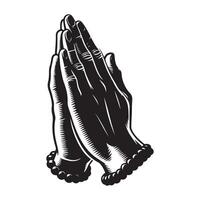 gesto de el manos doblada en oración, negro color silueta vector