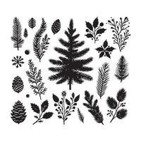 Pine tree silhouette, tree silhouette black color silhouette vector