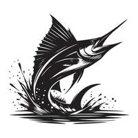 fish silhouette illustration, black color fish silhouette isolated white background vector