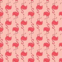 A pink and white pattern of flamingos vector