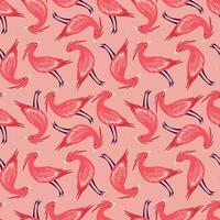 un rosado y rojo pájaro estampado tela con aves de varios tamaños y posiciones vector