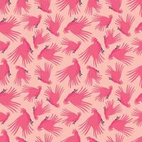 A pink and white pattern of birds flying in the sky vector
