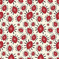 A pattern of red bugs with black spots on a beige background vector