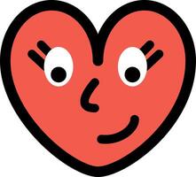 Red retro heart with cute face vector