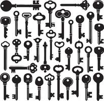 Set of Silhouettes keys black color silhouette vector