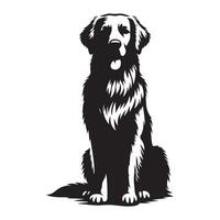 Golden Retriever dog sitting, black color silhouette vector