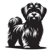 maltés perro , negro color silueta vector