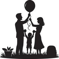 celebrating parents day moment, silhouette, black color silhouette vector