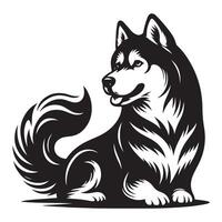 dog of breed siberian husky, black color silhouette vector