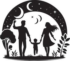 celebrating parents day moment, silhouette, black color silhouette vector