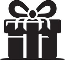 Gift box icon silhouette, black color silhouette vector