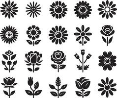 Flower icons. Flower silhouettes. Symbol of floral design vector