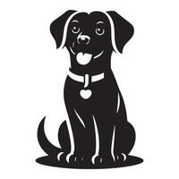 un lucy perro, negro color silueta vector