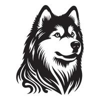 perro de raza siberiano fornido, negro color silueta vector