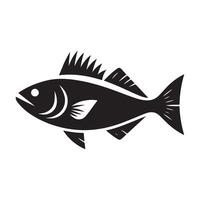 fish silhouette illustration, black color fish silhouette isolated white background vector