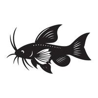 fish silhouette illustration, black color fish silhouette isolated white background vector