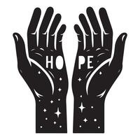 hands hope, black color silhouette vector