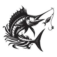 pescado silueta ilustración, negro color pescado silueta aislado blanco antecedentes vector
