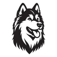 dog of breed siberian husky, black color silhouette vector