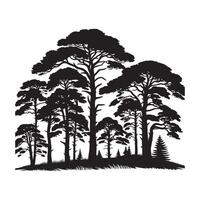 Pine tree silhouette, tree silhouette black color silhouette vector