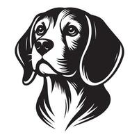 beautiful beagle dog, black color silhouette vector