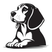 hermosa beagle perro, negro color silueta vector