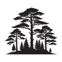 Pine tree silhouette, tree silhouette black color silhouette vector