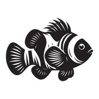 pescado silueta ilustración, negro color pescado silueta aislado blanco antecedentes vector