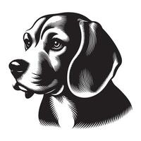 beautiful beagle dog, black color silhouette vector