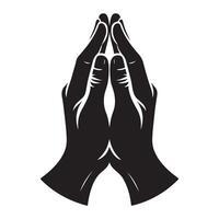 Gesture of the hands folded in prayer, black color silhouette vector