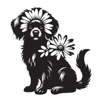 a Daisy dog, black color silhouette vector