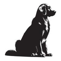 Golden Retriever dog sitting, black color silhouette vector