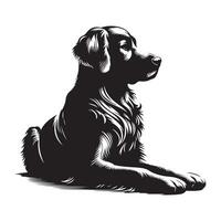 Golden Retriever dog sitting, black color silhouette vector