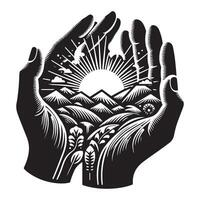 mano icono, negro color silueta vector